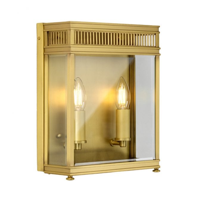 Elstead Lighting Elstead Holborn 2 Light Medium Half Outdoor Wall Lantern in Brushed Brass Finish with Clear Glass
