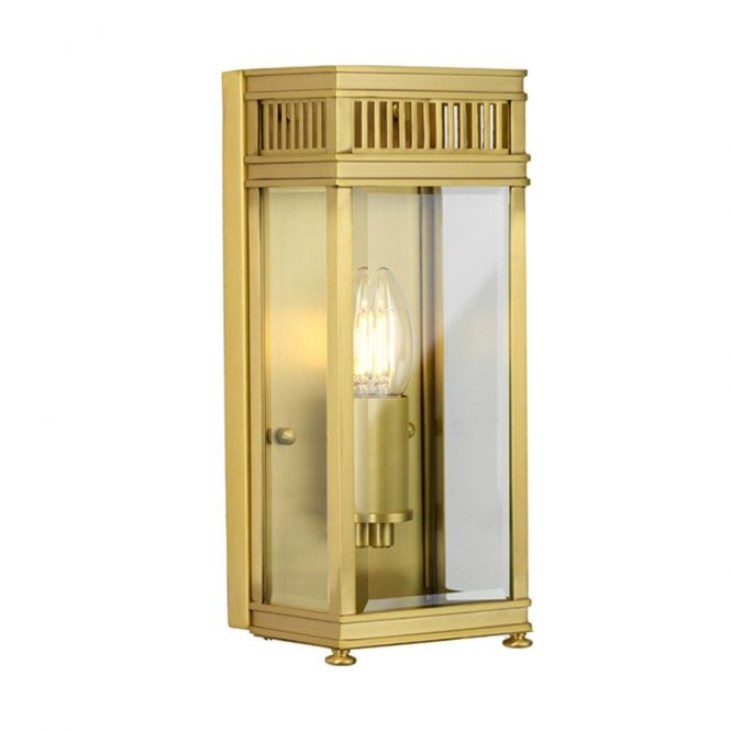 Elstead Lighting Elstead Holborn single Light Small Half Outdoor Wall Lantern in Brushed Brass Finish With Clear Glass