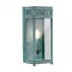 Elstead Holborn Single Light Small Half Outdoor Wall Lantern in Verdigris Finish With Clear Glass