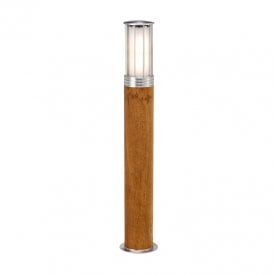 Elstead Hornsea Single Light Outdoor Bollard in Stainless Steel and Teak Finish