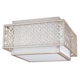 Elstead Kenney 2 Light Flush Ceiling Fitting in Sunrise Silver Finish