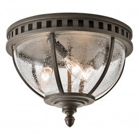 Elstead Kichler Halleron 3 Light Outdoor Flush Ceiling Porch Fitting In Londonderry Finish