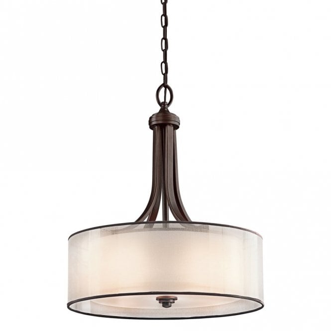 Elstead Lighting Elstead Kichler Lacey 4 Light Ceiling Pendant In Mission Bronze Finish With Opal Glass Shade