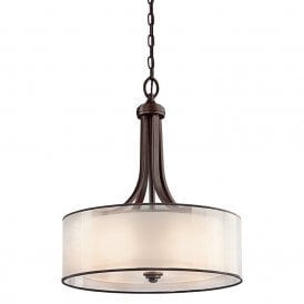 Elstead Kichler Lacey 4 Light Ceiling Pendant In Mission Bronze Finish With Opal Glass Shade