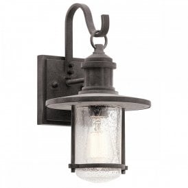 Elstead Kichler Riverwood Single Light Medium Outdoor Wall Fitting in Weathered Zinc