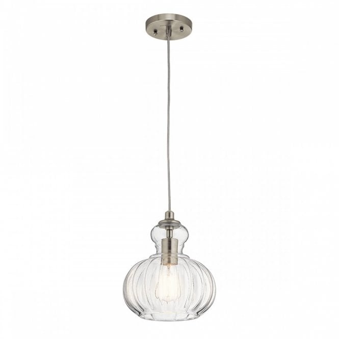 Elstead Lighting Elstead Kichler Riviera Single Light Ceiling Pendant in Brushed Nickel Finish