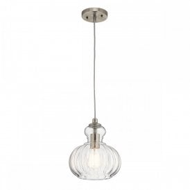 Elstead Kichler Riviera Single Light Ceiling Pendant in Brushed Nickel Finish
