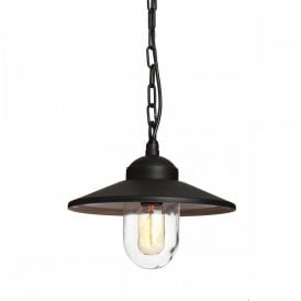 Elstead Klampenborg Outdoor Stainless Steel Single Light Ceiling Pendant in Matt Black Finish