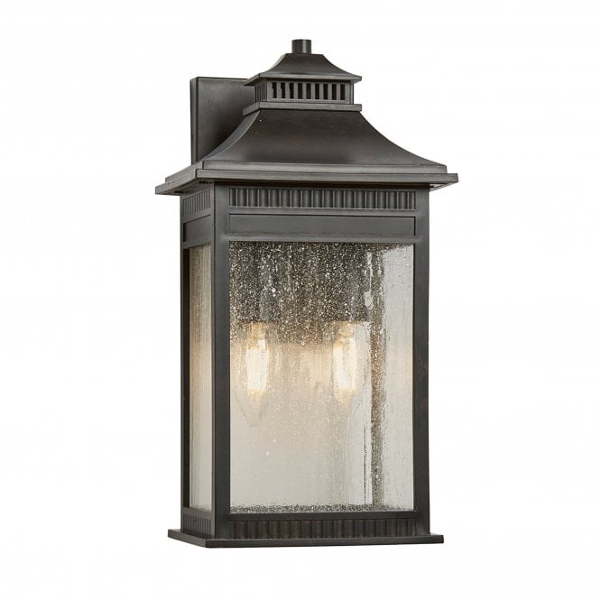 Elstead Lighting Elstead Livingston Coastal 2 Light Medium Wall Lantern in Imperial Bronze Finish with Seeded Glass