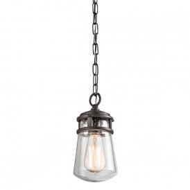Elstead Lyndon Single Light Small Ceiling Pendant in Architectural Bronze Finish (Outdoor)