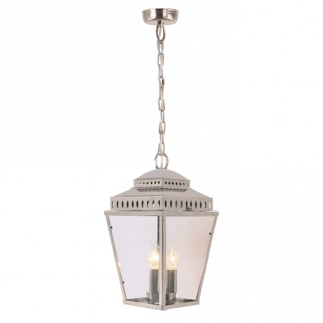 Elstead Lighting Elstead Mansion House 3 Light Outdoor Solid Brass Ceiling Lantern in Polished Nickel