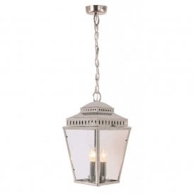 Elstead Mansion House 3 Light Outdoor Solid Brass Ceiling Lantern in Polished Nickel