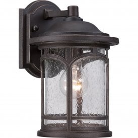 Elstead Marblehead Coastal Single Light Small Wall Lantern in Palladian Bronze Finish with Seeded Glass