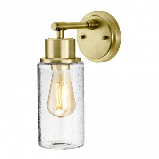 Elstead Lighting Elstead Morvah Bathroom Wall Fitting in Brushed Brass Finish with Glass