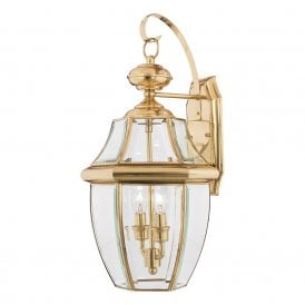 Elstead Newbury 2 Light Large Wall Fitting Made from Solid Brass in Polished Brass Finish (Outdoor)