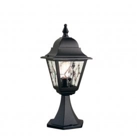 Elstead Norfolk Single Light External Wall Pedestal Lantern in a Black Finish