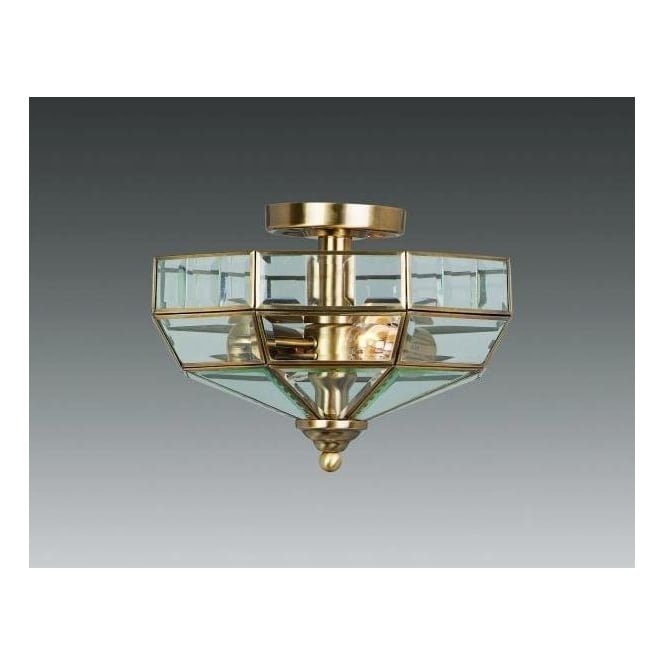 Elstead Lighting Elstead Old Park 2 Light Semi-flush Fitting with Antique Brass Finish