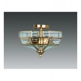 Elstead Old Park 2 Light Semi-flush Fitting with Antique Brass Finish