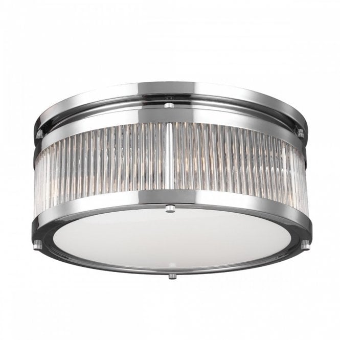 Elstead Lighting Elstead Paulson 4 LED Medium Flush Ceiling Fitting in Polished Chrome Finish with Glass