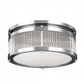Elstead Paulson 4 LED Medium Flush Ceiling Fitting in Polished Chrome Finish with Glass
