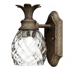 Elstead Plantation Single LED Bathroom Wall Light in Pearl Bronze Finish Complete with Glass Shade