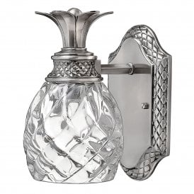 Elstead Plantation Single LED Bathroom Wall Light in Polished Antique Nickel Finish Complete with Glass Shade