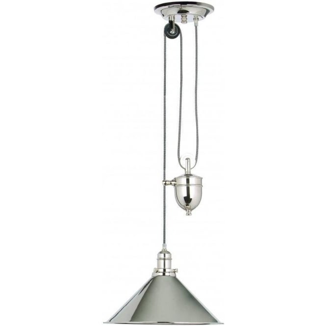 Elstead Lighting Elstead Provence Single Light Rise and Fall Pendant with Polished Nickel Finish