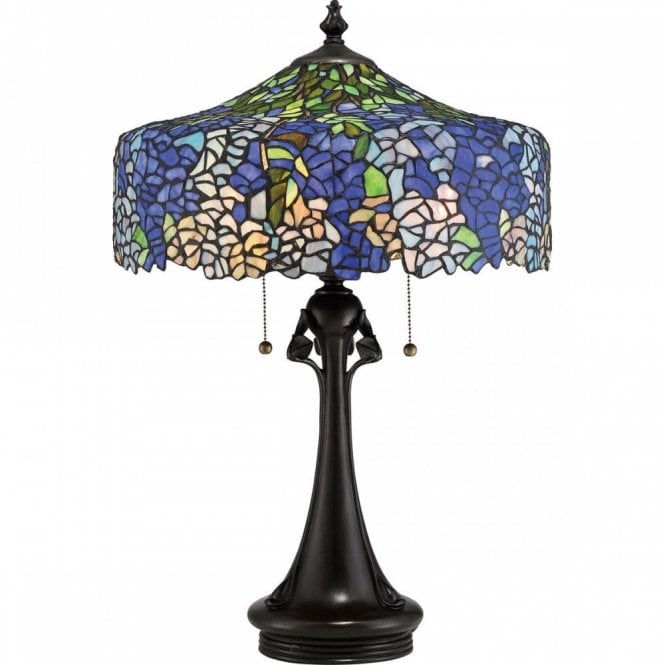 Elstead Lighting Elstead Quoizel Cobalt 3 Light Tiffany Table Lamp in Vintage Bronze Finish