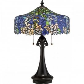 Elstead Quoizel Cobalt 3 Light Tiffany Table Lamp in Vintage Bronze Finish