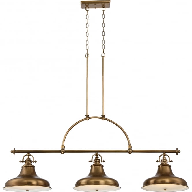 Elstead Lighting Elstead Quoizel Emery 3 Light Ceiling Bar Pendant in Weathered Brass Finish