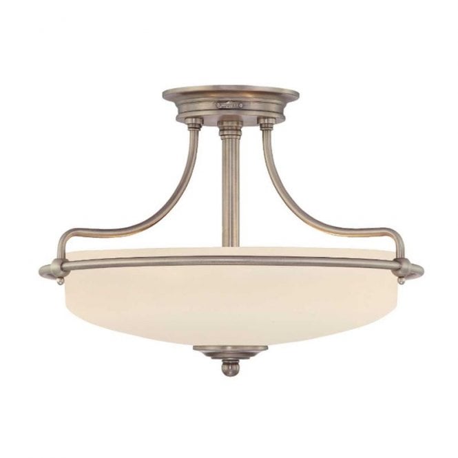 Elstead Lighting Elstead Quoizel Griffin 3 Light Semi-Flush Ceiling Fitting in Antique Nickel