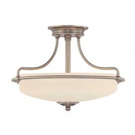 Elstead Quoizel Griffin 3 Light Semi-Flush Ceiling Fitting in Antique Nickel