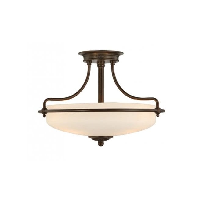 Elstead Lighting Elstead Quoizel Griffin 3 Light Semi-Flush Ceiling Fitting in Palladium Bronze