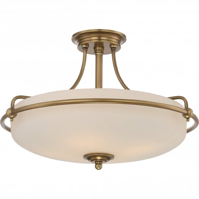 Elstead Lighting Elstead Quoizel Griffin 4 Light Semi-Flush Ceiling Fitting in Weathered Brass Finish