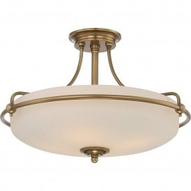 Elstead Quoizel Griffin 4 Light Semi-Flush Ceiling Fitting in Weathered Brass Finish