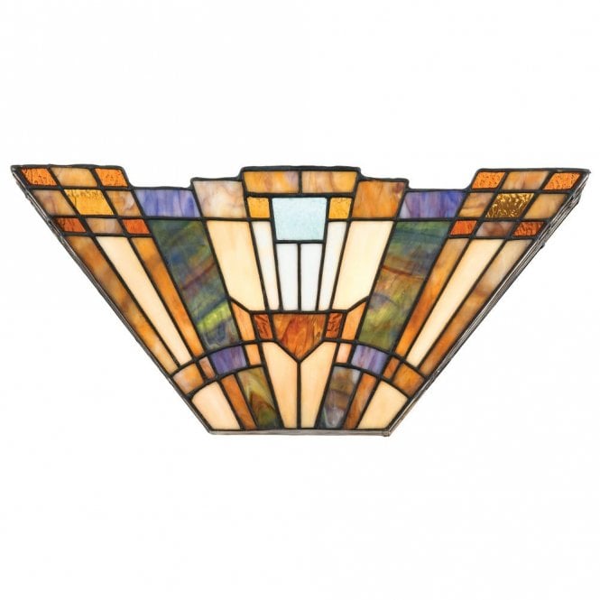 Elstead Lighting Elstead Quoizel Inglenook 2 Light Wall Fitting In Valiant Bronze Finish And Tiffany Glass Shade