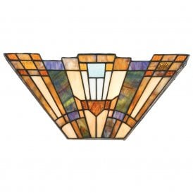 Elstead Quoizel Inglenook 2 Light Wall Fitting In Valiant Bronze Finish And Tiffany Glass Shade