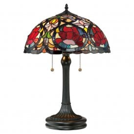 Elstead Quoizel Larissa 2 Light Table Lamp In Vintage Bronze Finish And Tiffany Glass Shade