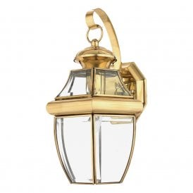Elstead Quoizel Newbury Single Light Medium Outdoor Wall Fitting Made from Solid Brass in Polished Brass Finish