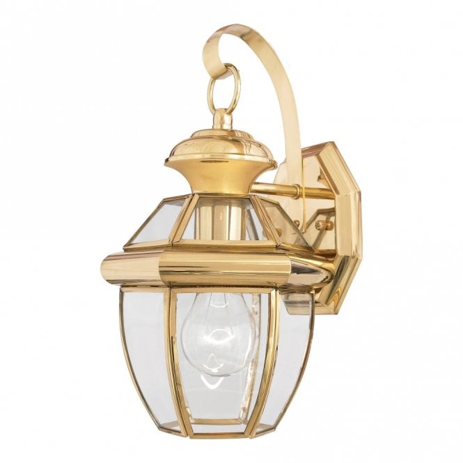 Elstead Lighting Elstead Quoizel Newbury Single Light Small Outdoor Wall Fitting Made from Solid Brass in Polished Brass Finish