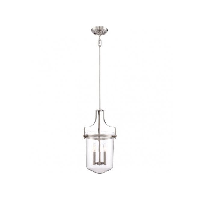 Elstead Lighting Elstead Quoizel Penn Station Large 3 Light Indoor Lantern in a Brushed Nickel Finish