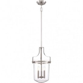 Elstead Quoizel Penn Station Large 3 Light Indoor Lantern in a Brushed Nickel Finish