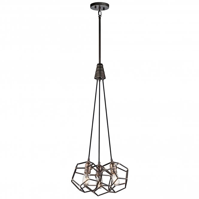 Elstead Lighting Elstead Rocklyn 3 Light Ceiling Pendant in Raw Steel Finish