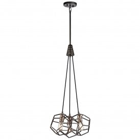 Elstead Rocklyn 3 Light Ceiling Pendant in Raw Steel Finish