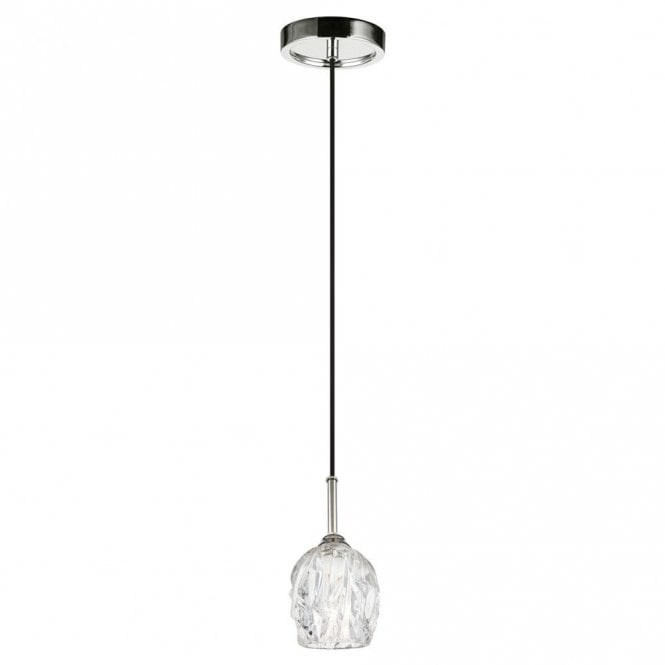 Elstead Lighting Elstead Rubin Single Light Mini Ceiling Pendant in Polished Nickel Finish with Glass Shade