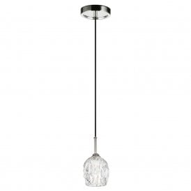 Elstead Rubin Single Light Mini Ceiling Pendant in Polished Nickel Finish with Glass Shade