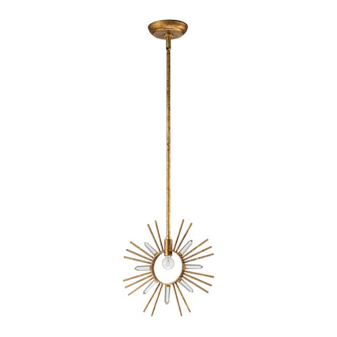 Elstead Lighting Elstead Sun King Single Light Ceiling Pendant In Gold Finish