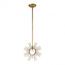 Elstead Sun King Single Light Ceiling Pendant In Gold Finish
