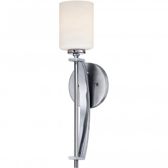 Elstead Lighting Elstead Taylor Single LED Large Wall Fitting in Polished Chrome Finish with Opal Etched Glass Shade