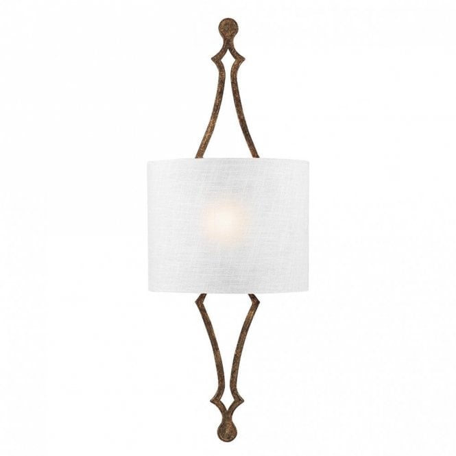 Elstead Lighting Elstead Tilling Single Light Wall Fitting in Distressed Goldleaf Finish Complete with White Silk Shade